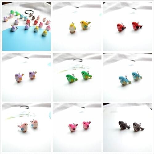 Exclusive Design Creative DIY Resin Simulation Birdie Earrings Three Dimensional Stereoscopic Cute Sparrow Eardrop for Girls