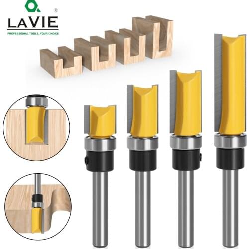3pcs 1/4'' Flush Trim Router Bit Pattern Bit Top & Bottom Bearing 1/2" Blade Template Edge Wood Trimmer Cutter Carpenter MC01061