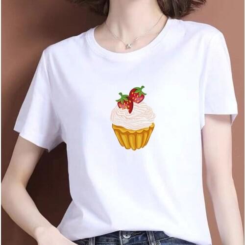 Cake Cartoon Print T shirt Women Fashion Tshirt Harajuku Tops Tee Cute Short Sleeve Animal Tshirt Female Tshirts