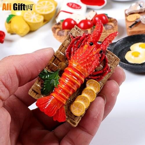 Food Refrigerator Magnet Lobster Pot Pan Japan Rose Bread Milk 3D Fridge Magnet Sticker Travel Souvenir Kitchen Home Decoration