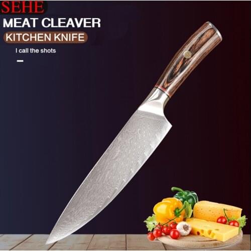 Kitchen Knife Chef Japanese High Carbon Stainless Steel Damascus Drawing Meat Cleaver Slicer Santoku Tools Automatic Chinese