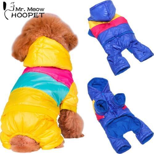 High Quality Winter Warm Dog Cat Skiwear Hoodie Fleece Lined Coat Puppy Jumpsuit Clothes Apparel Pet Jacket 2 Colors