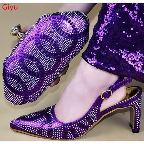 Doershow hot selling African Women Matching Italian Shoe and Bag Set Italian Shoe with Matching Bag for Wedding Ladies!HTY1-17