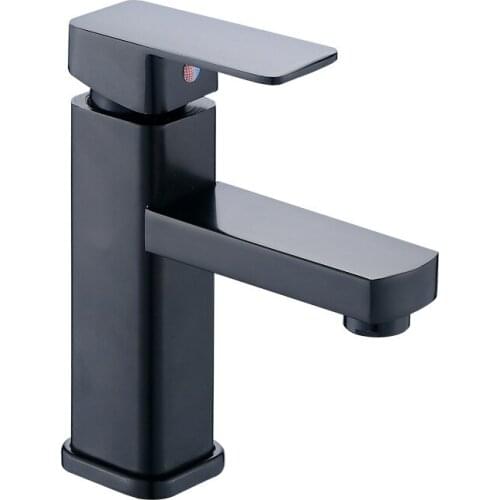 Matte Black Faucet Bathroom Sink Faucets Hot Cold Water Mixer Crane Deck Mounted Wash Basin Squar Tap