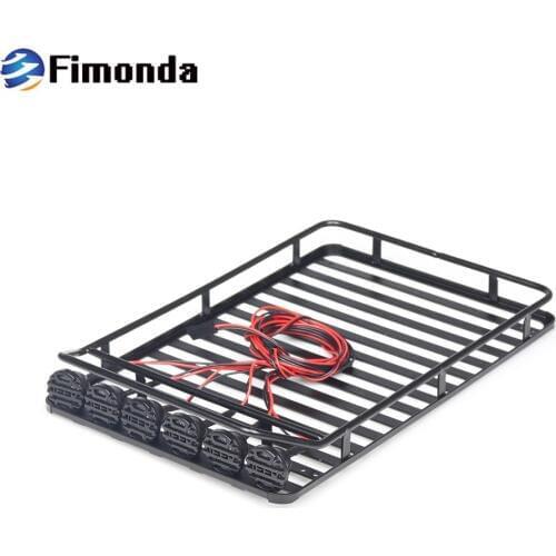 1/10 RC Crawler Metal Roof Rack Luggage Rack with Lights for Traxxas TRX4 Axial SCX10 Wraith D90 D110 TAMIYA CC01 Upgrade Parts