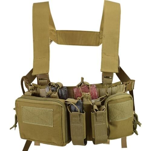 Outdoor Tactical Training Vest Combat Chest Carrier Vest Front Magazine Pouch Clip Holster Military Hunting Paintball X262D