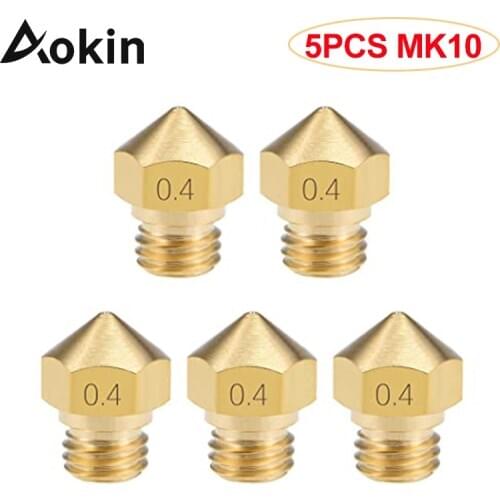 5PC MK10 Nozzle for 3D Printer 0.2mm 0.3mm 0.4mm 0.6mm 0.8mm Copper Head Brass M7 Threaded 1.75mm Filament Extruder Nozzle