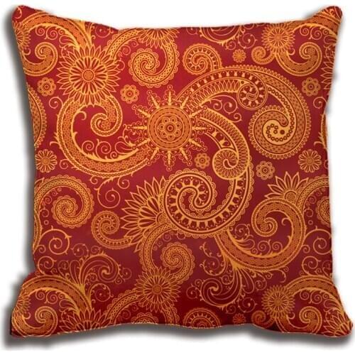 Abstract Red and Gold Floral Pattern Pillow Decorative Cushion Cover Pillow Case Customize Gift By Lvsure For Car Sofa Seat