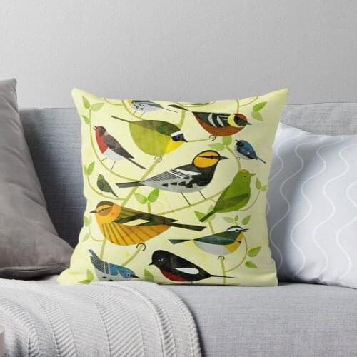 New World Warblers 2 Throw Pillow Cushion Cover Polyester throw pillows case on sofa home living room car seat decor 45x45cm