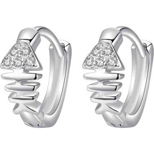 Personality Women Hoops Earrings With Stones Cute Zircon Bone Accessories On Ear Trendy Silver 925 Earring Lady Hoop Bijou