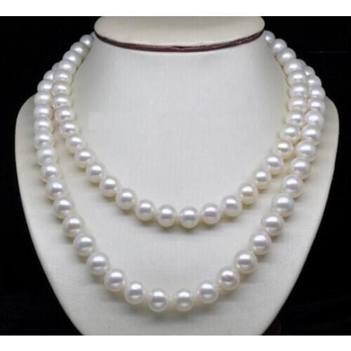Genuine Freshwater cultured 8-9mm white pearl necklace 36 INCH