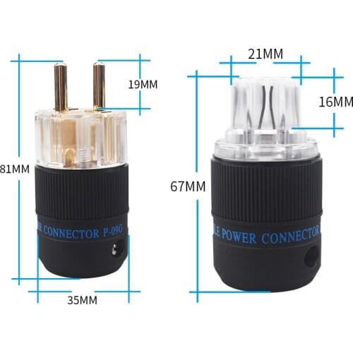 Xangsane A set of EU pure copper gold-plated/rhodium-plated audio power plug HiFi power cord DIY accessory plug