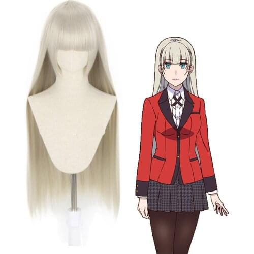 Kakegurui Momobami Ririka Long Wig Cosplay Costume Heat Resistant Synthetic Hair Compulsive Gambler Women Carnival Party Wigs