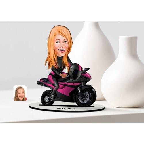 Personalized Women 'S Biker Caricature Of Wooden Trinket Model Reliable Modern Simple Gift Special Design Good Quality Surprise dear