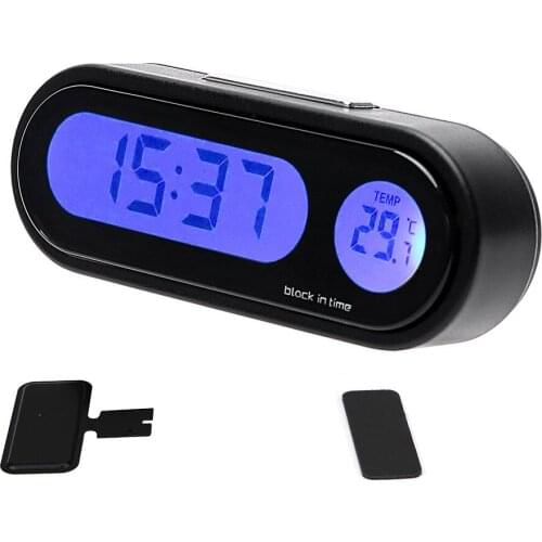 Portable Mini Car Digital LCD Temperature Dashboard Clock Vehicle Thermometer LED Clock with Backlight Auto Decoration Styling