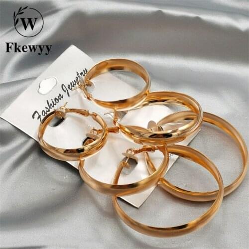 Fkewyy Luxury Earrings For Women 2021 Gothic Accessories Fashion Jewelry Hoop Earrings For Women Party Three Pairs Earring Gift