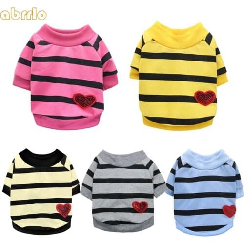 Puppy Sweatshirt Pug French Bulldog Dog Clothes For Small Dogs Cat Clothing Cute Striped Love Heart Chihuahua Pet Dog T-shirt