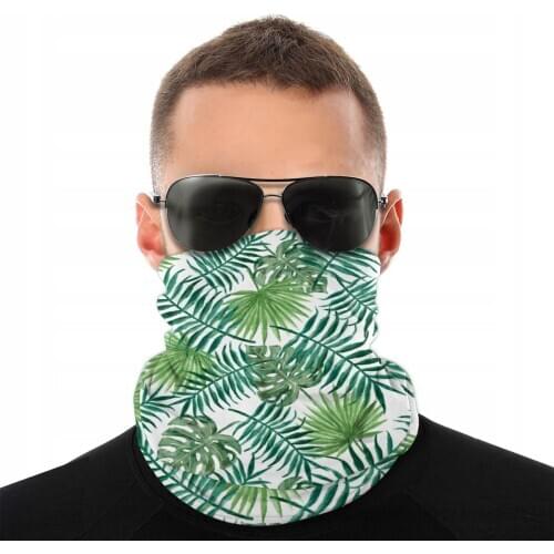 Tropical Green Palm Leaves Scarf Half Face Mask Men Women Tube Scarf Tubular Bandana Multi-functional Headwear Biking Hiking