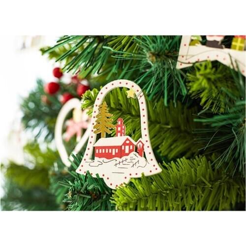 10PCS Christmas Wood Ornament Tree Heart Wood Cutout Star Wood Piece with String for Home Christmas Tree Decor елочные украшения