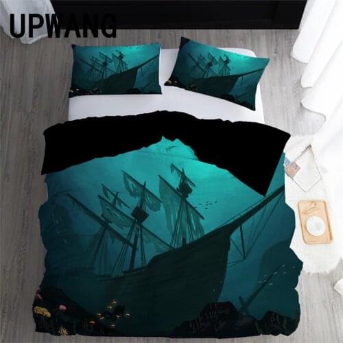 UPWANG 3D Bedding Set Sailboat Boat Printed Duvet/Quilt Cover Set Bedcloth with Pillowcase Bed Set Home Textiles