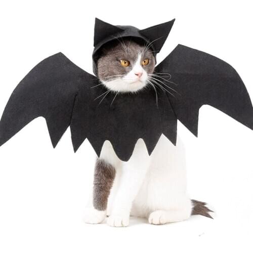 Funny Halloween Costume For Dog Bat Wings Cat Cosplay Fancy Dress Up Black Disguise For Cat Kitten Halloween Clothing Pet