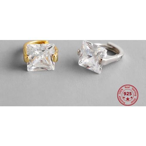 100% Korean Version S925 Sterling Silver Zircon Earrings Simple Trend Style Temperament Wild Ladies Jewelry Gift For Girlfrien