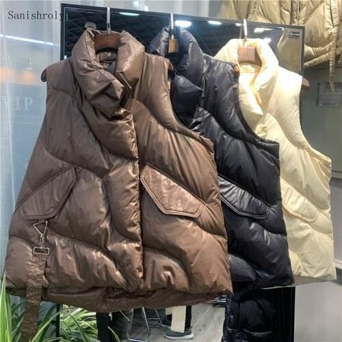 Women Warm 90% White Duck Down Vest Jakcet 2021 New Autumn Winter Loose Stand Collar Sleeveless Waistcoat Female Down Coat Tops