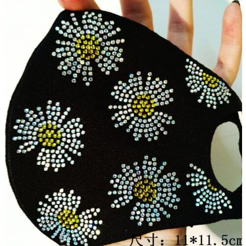 10 pc/lot New small sunflower DIY hotfix rhinestones, heat transfer design iron on motifs,rhinestone for garment,T-shirt,Mask