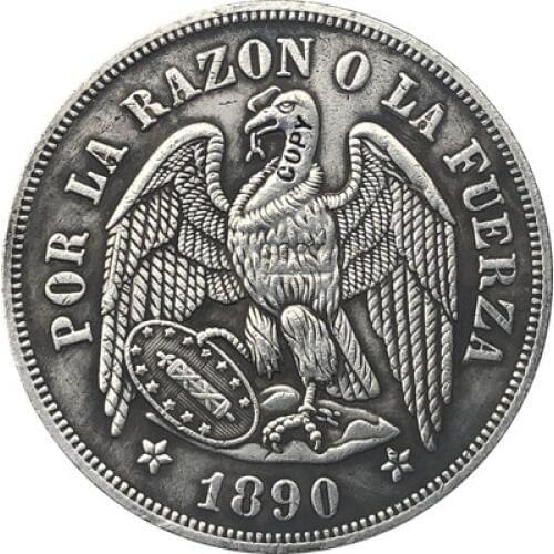 1890 Chile 1 Peso coins copy 37MM