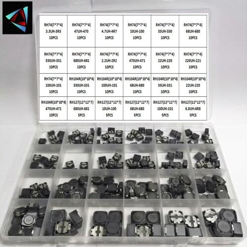 205 pcs/LOT 24 Kinds SMD Power Inductor RH74 RH127 CDRH104R 10uH 22uH 33uH 220 330 331 10*10*4mm shielded winding inductor