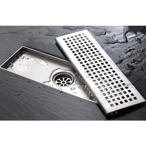 30*10cm square anti-odor floor drain 304 solid stainless steel bathroom invisible shower floor drain DR065
