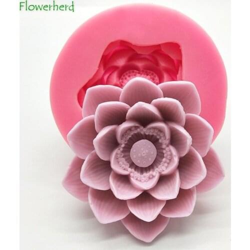 3D Lotus Silicone Mold Cake Decorating Tools Resin Molds Candle Chocolate Handmade Soap Aromatherapy Plaster Mould