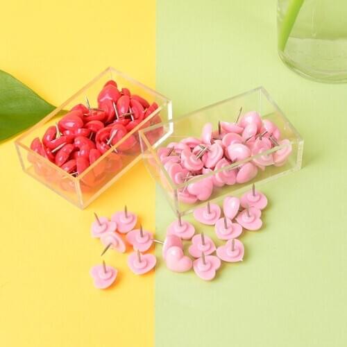50pcs/pack Creative Romantic Heart-shaped Pushpin Cute Pink Push Pins Thumbtack Office School Accessories Supplies