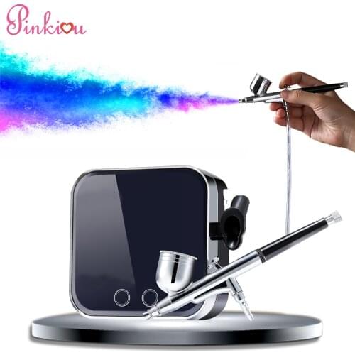 PINKIOU Airbrush Makeup Kit With Compressor Pro 0.3mm Aerograph Face Skin Replenishment Tool Single-Action Spray Gun