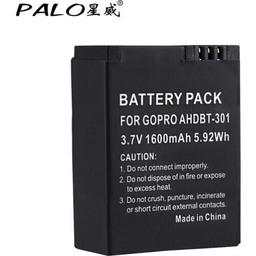 PALO For Action Camera Battery for GoPro AHDBT-201/301 Gopro Hero 3 3+ AHDBT-301 AHDBT-201 batteries for go pro Accessories