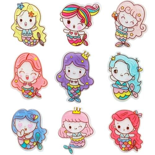 Mermaid Princess Glitter Acrylic Flatback Planar Resins DIY Bow-knot Hairpin Earring Phone Case Decor Crafts Accessory,1Yc19564