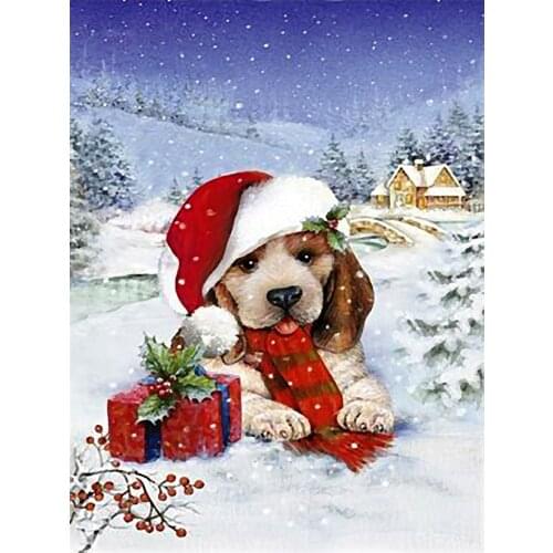 5D diamond painting full diamond new Christmas dog mosaic embroidery decoration home decoration