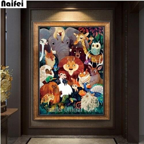 5D Diy Diamond Painting Animal World Diamond Embroidery Cartoon Elephant Lion Cross Stitch Rhinestones Mosaic Wall Art Decoratio