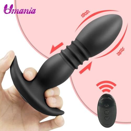 Anal Plug Sex Toys for Men Prostate Massager Telescopic Dildo Vibrator Remote Control Butt Plug Stimulator + Condom For Adults