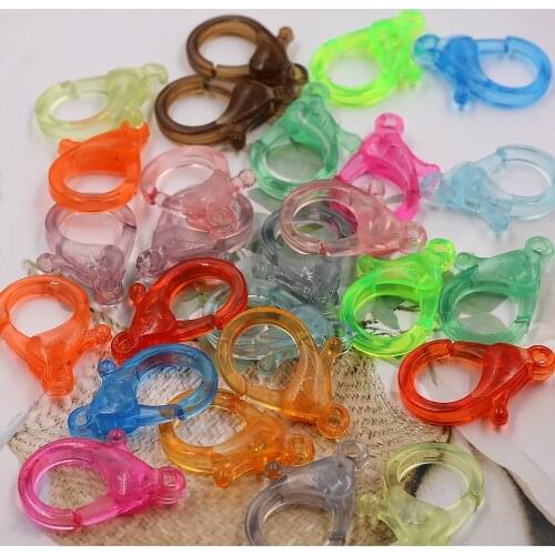 15*25mm Colorful Transparent Plastic Lobster Clasps Small Keychain Key Ring Lamp Shape Buckle Hook DIY Jewelry Making Wholesale