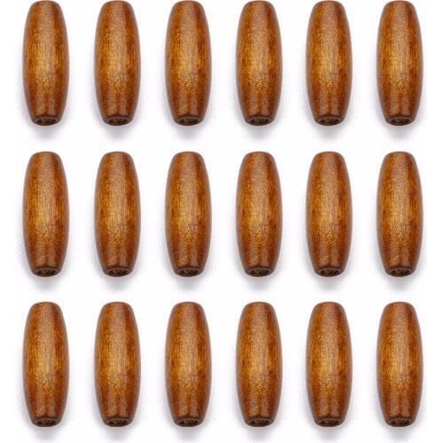 LOULEUR 100pcs Natural Oval Brown Wooden Bead Loose Spacer Beads With 3mm Big Hole for DIY Necklace Bracelet Jewelry Makings