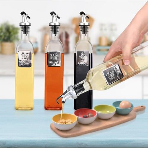 Vinegar Bottles Olive Oil Sprayer 500ml Salad BBQ Cooking Tool Can Seal Leak-proof Cooking Wine Sauce Bottle