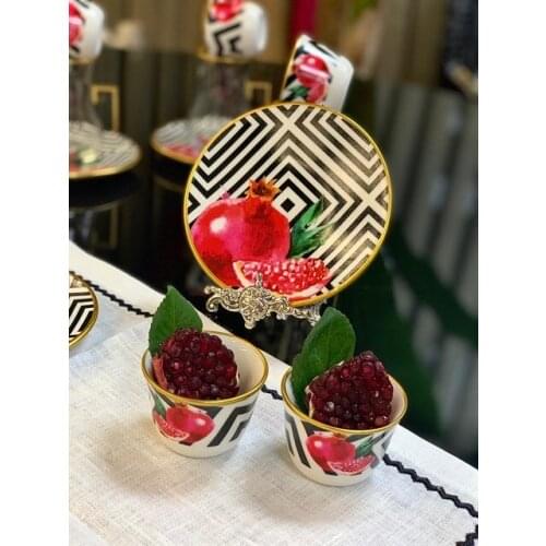 Drop Focus Handled Tea & Coffee Set 18 pieces Pomegrante