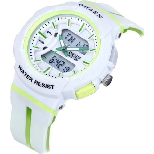 Digital Quartz Women Watches Dual time Outdoor Sport Waterproof White LED Lady Watch Boy Girl Silicone Wristwatch montre femme