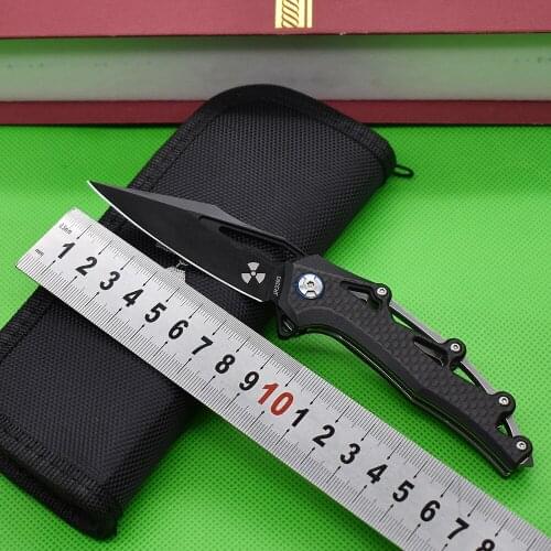 D2 Steel Knife Black Carbon Fiber Handle Outdoor Tactical Pocket Folding Knife Jungle Defense TOOLS Camping Knife Blade EDC