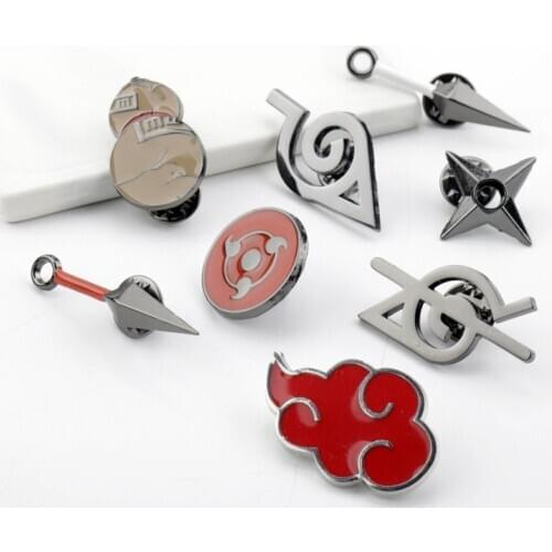 Naruto Cosplay Enamel Pins Prop Akatsuki Costumes Metal Brooch cartoon Pins for Collar Bag Clothes Lapel Pin Badge Gift Corsage