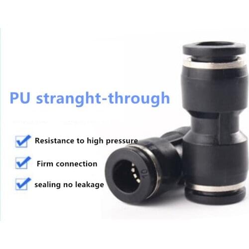 5pcs Black Pneumatic Fittings 4 6 8 10 12mm Hose OD One Touch Straight Push-in Fittings Quick Connector