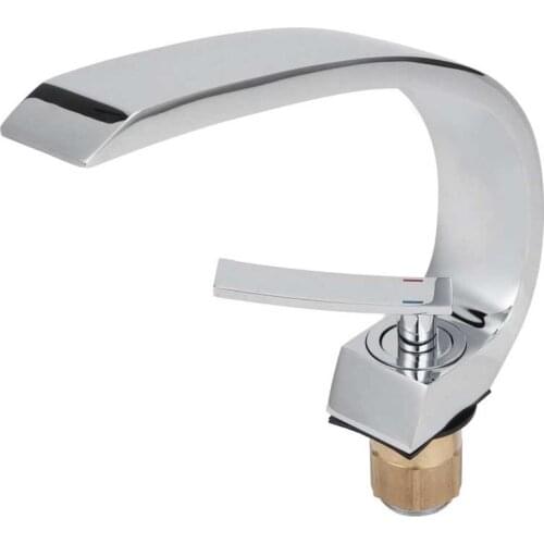 G1/2 Curve Design Faucet Basin Hot Cold Water Mixer Tap Single Handle Sink Faucet with Hose Bathroom Accessories