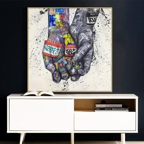 Graffiti Art Modern Lover Hands Posters and Prints on Canvas Painting Street Wall Art Picture for Living Room Home Decor