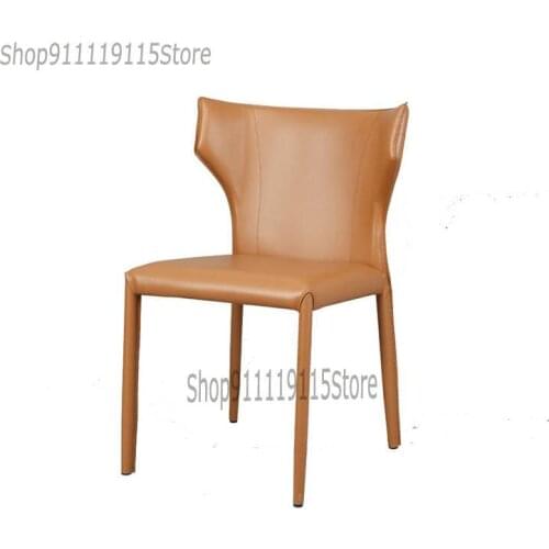 Italian Minimalist Saddle Chair Leather Chair Simple Modern Small Family Dining Chair Nordic Net Red Leather Chair Home